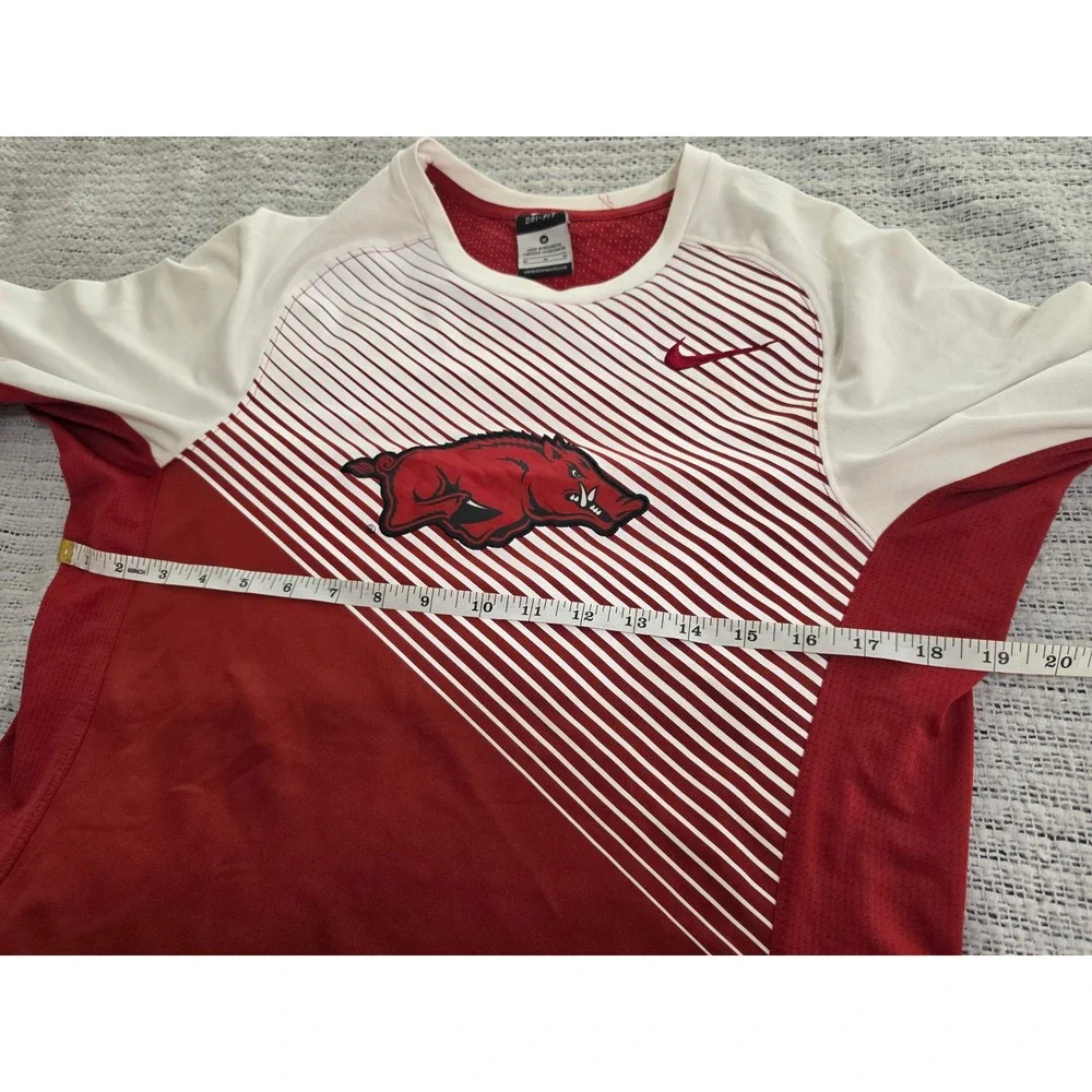 Nike Arkansas Razorbacks Dri-FIT Long Sleeve Shirt Mens Medium Red White HO14